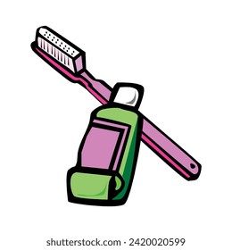 Hand drawn cartoon illustration of toothpaste tube. On white background in EPS10