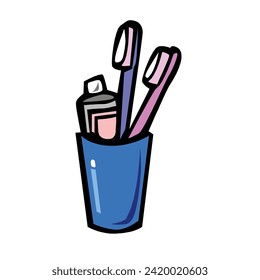 Dibujo manual de la ilustración del tubo de pasta dental. Sobre fondo blanco en EPS10