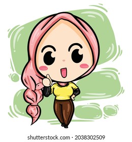 hand drawn cartoon illustration of a woman having fun