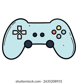 Joystick desenhado à mão de desenhos animados para videogames isolados sobre fundo branco. Ilustração vetorial.