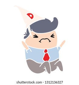 Hand drawn cartoon kawaii man in dunce hat