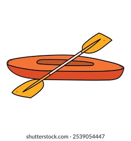 Hand drawn cartoon kayak isolated on white background. Vector illustration.