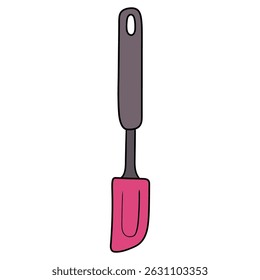Espátula de silicone de cozinha desenhada à mão isolada no fundo branco. Ilustração vetorial.