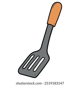 Hand drawn cartoon kitchen spatula isolated on white background. Vector illustration.