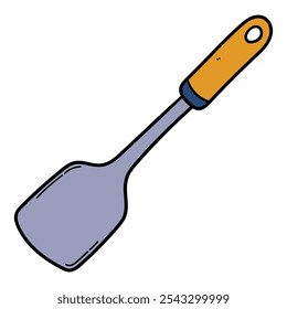 Hand drawn cartoon kitchen spatula isolated on white background. Vector illustration.