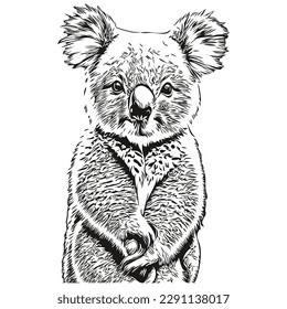Hand drawn cartoon Koala, vector vintage illustration koala bear
