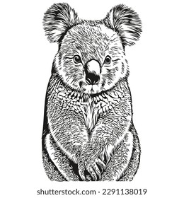 Hand drawn cartoon Koala, vector vintage illustration koala bear
