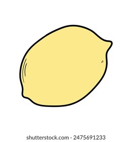 Hand drawn cartoon lemon isolated on white background. Vector illustration.