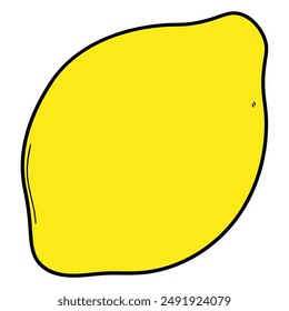 Hand drawn cartoon lemon isolated on white background. Vector illustration.
