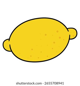 Hand drawn cartoon lemon isolated on white background. Vector illustration.