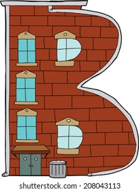 Hand drawn cartoon letter B apartment building