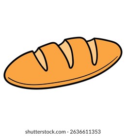 Hand drawn cartoon loaf of bread isolated on white background. Vector illustration.