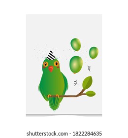 Hand drawn cartoon lovebird design greeting card template
