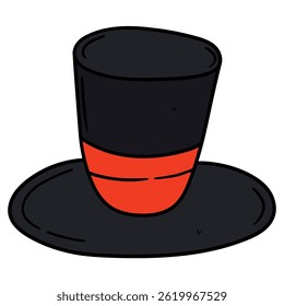 Hand drawn cartoon magician hat isolated on white background. Vector illustration.