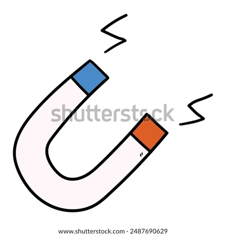Hand drawn cartoon magnet isolated on white background. Vector illustration.