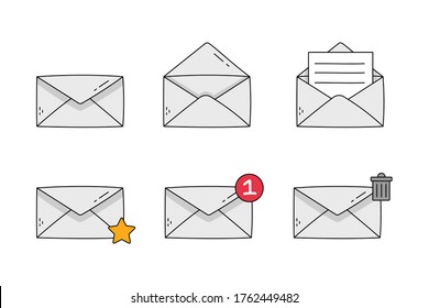 Notifizierungssymbol für handgezeichnete Cartoon-Mail