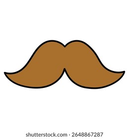 Bigode desenhado à mão do homem de desenho animado isolado no fundo branco. Ilustração vetorial.