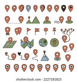 hand drawn cartoon map pin