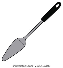 Espátula de cozinha metálica desenhada à mão isolada sobre fundo branco. Ilustração vetorial.