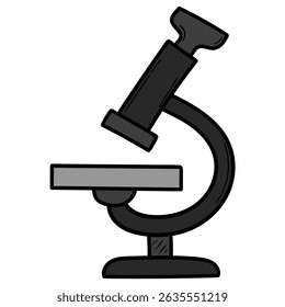 Hand drawn cartoon microscope isolated on white background. Vector illustration.