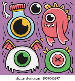 hand drawn cartoon monster coloring design