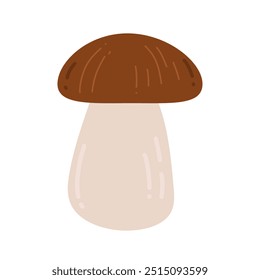 Hand drawn cartoon mushroom. Autumn vibes, forest, food. Vector simple flat design isolated on white background