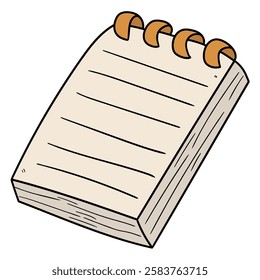 Hand drawn cartoon notebook isolated on white background. Vector illustration.