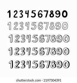Hand drawn cartoon numbers seet illustration