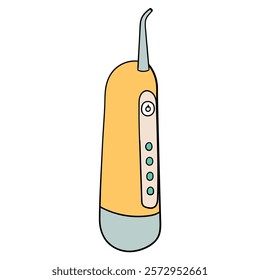 Hand drawn cartoon oral irrigator isolated on white background. Vector illustration.