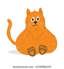 hand drawn cartoon orange cat. Vector illustration. Eps 10