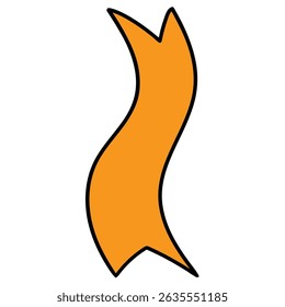 Hand drawn cartoon orange ribbon isolated on white background. Vector illustration.