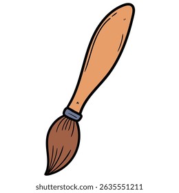 Hand getekende cartoon verfkwast geïsoleerd op witte achtergrond. Vectorillustratie.