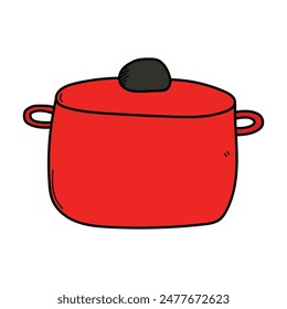Hand drawn cartoon pan isolated on white background. Vector illustration.