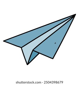 Hand drawn cartoon paper airplane isolated on white background. Vector illustration.
