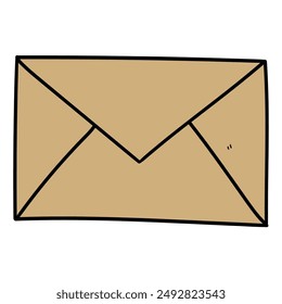 Hand drawn cartoon paper envelope isolated on white background. Vector illustration.