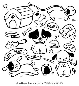 hand drawn cartoon pet doodle line art