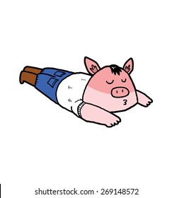 hand drawn cartoon pig