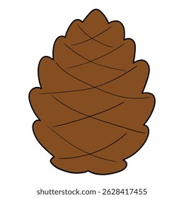 Hand drawn cartoon pine cone isolated on white background. Vector illustration.