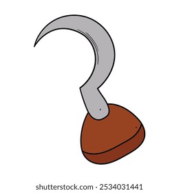 Handgezeichneter Cartoon-Piraten-Hakenarm einzeln auf weißem Hintergrund. Vektorgrafik.