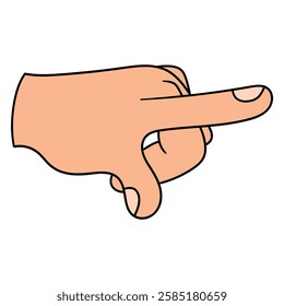 Hand drawn cartoon pointing finger gesture isolated on white background. Vector illustration.