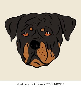 Retrato dibujado a mano de shar pei, rottweiler y pug. Curioso bozal de un pug. Perros, elementos de diseño sobre el tema de mascotas, ícono, logo.