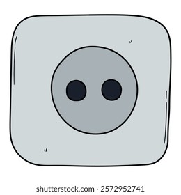 Hand drawn cartoon power socket outlet isolated on white background. Vector illustration.