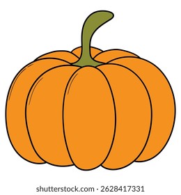 Calabaza dibujada a mano de la historieta aislada en el fondo blanco. Ilustración vectorial.