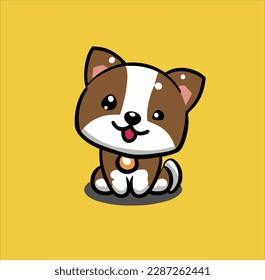 Hand drawn cartoon puppy design, cute character expression and Vector illustration for petshop logo