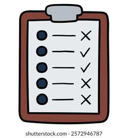 Hand drawn cartoon questionnaire icon isolated on white background. Vector illustration.