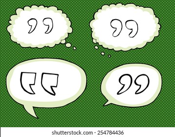 Hand Drawn Cartoon Quotation Marks Over Green