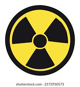 Hand drawn cartoon radiation symbol isolated on a white background. Vector illustration.