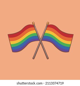 Hand drawn cartoon rainbow flag illustration material