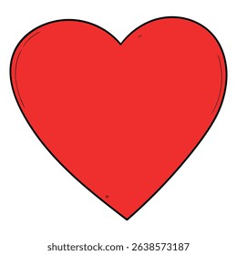 Hand drawn cartoon red heart isolated on white background. Vector illustration.