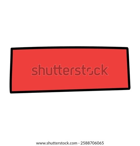 Hand drawn cartoon red minus sign isolated on white background. Vector illustration.